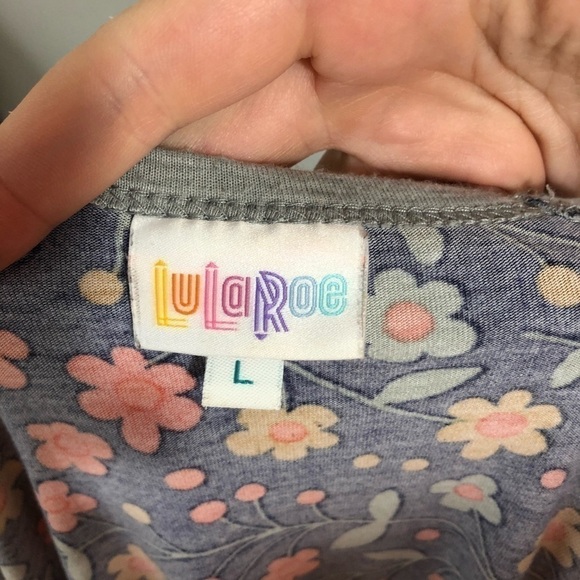 Lularoe Floral Randy Top Large Blue Orange Pink - Picture 4 of 7